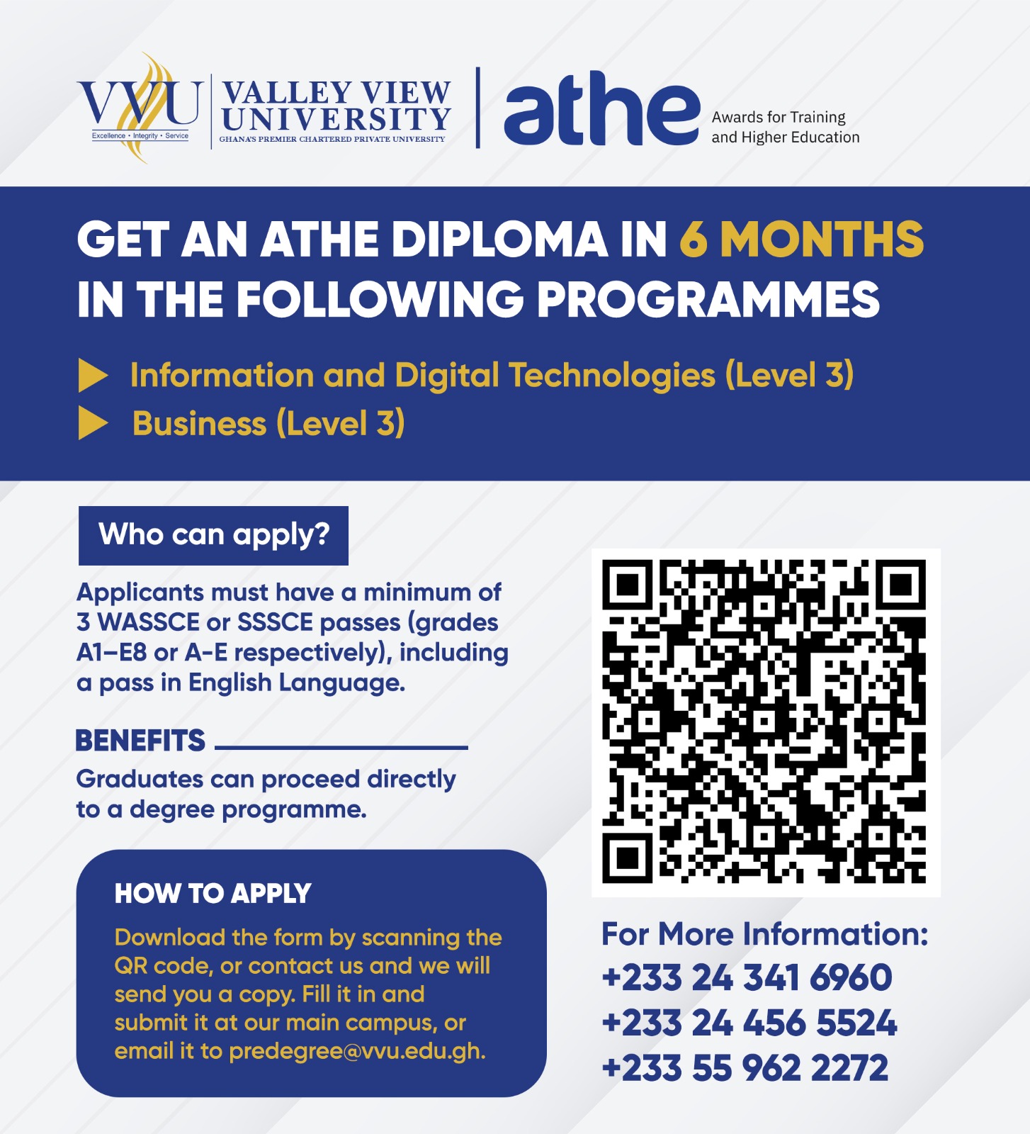 ATHE @ Valley View University programme flyer