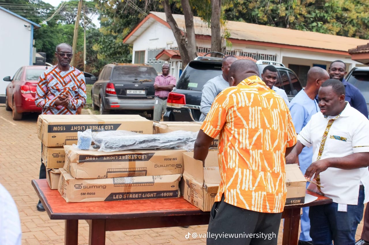 Hon. Joseph Akuerteh Tettey Donates 20 Streetlights to Valley View University Campus