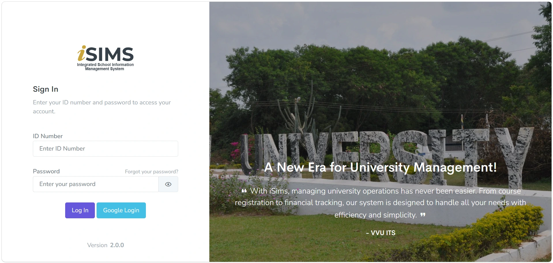 Valley View University iSIMS Student User Guide